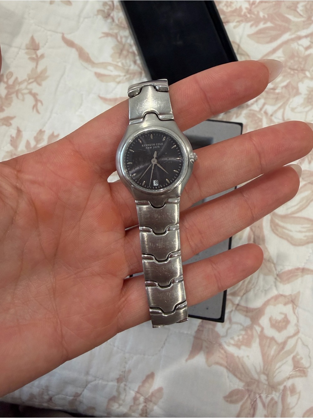 Kenneth Cole Silver-Tone Watch with Black Dial